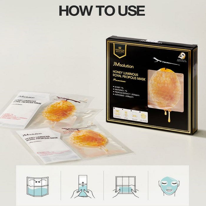 Msolution Honey Luminous Royal Propolis Mask (10 Sheets) – Intense Hydration & Glow Care with Propolis + Royal Jelly