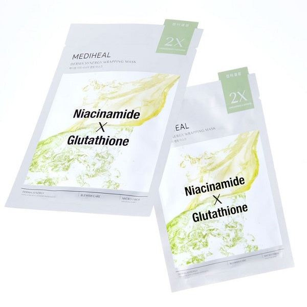 Mediheal Derma Synergy Wrapping Mask 10 Sheets – Spot Brightening Glow Care (Niacinamide × Glutathione)