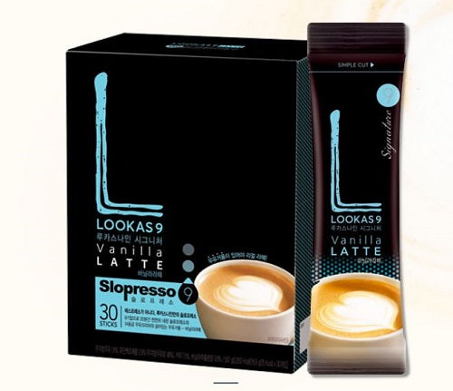 K-FOOD Lucas 9 Signature Vanilla Latte Instant Coffee Sticks 30pcs - Barista Style Cafe
