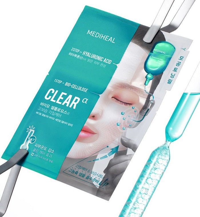 MEDIHEAL Capsule100 Bio Seconderm Clear Alpha Mask (10 Sheets) Soothing Pore Tightening Bio-Cellulose Sheet