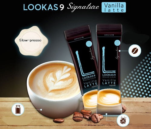 K-FOOD Lucas 9 Signature Vanilla Latte Instant Coffee Sticks 30pcs - Barista Style Cafe