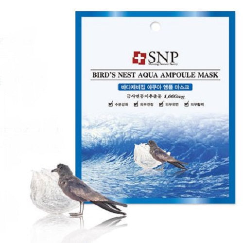 SNP Bird’s Nest Aqua Ampoule Mask (10 Sheets) – Intensive Hydrating & Soothing Mask for Tired, Sensitive Skin