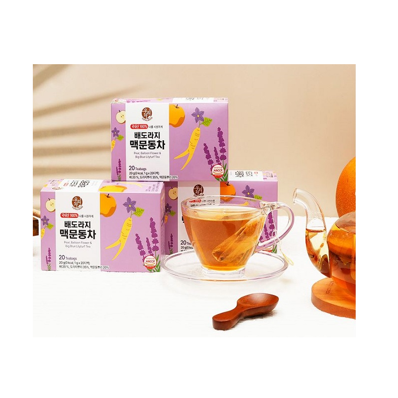 Bae Doraji Maekmundong Herbal Tea – 100% Korean Ingredients, 20 Tea Bags