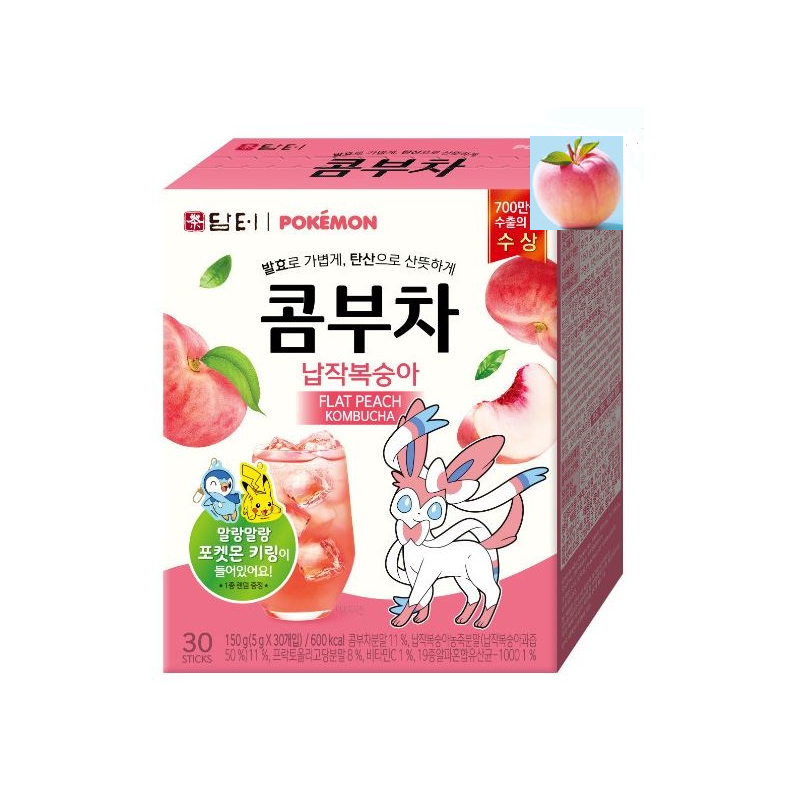 Pokémon Kombucha Flat Peach Flavor – 30 Tea Sticks