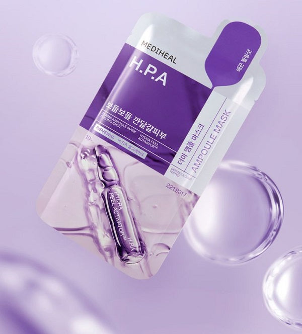 Mediheal Derma Ampoule Mask H.P.A 10 Sheets – Smooth & Radiant Skin with Exfoliation & Glow Care