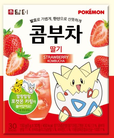Kombucha Strawberry Flavor – 30 Tea Sticks Fermented Wellness Tea