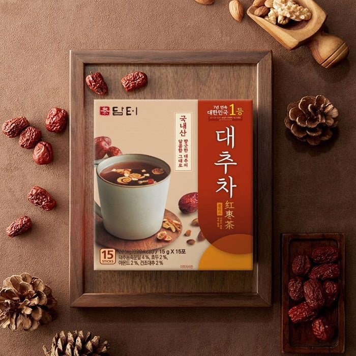 Damtuh Korean Jujube Tea Sticks – 15 Sachets | Sweet & Soothing Traditional Fruit Tea