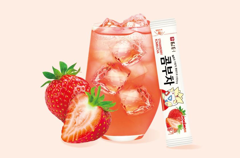 Kombucha Strawberry Flavor – 30 Tea Sticks Fermented Wellness Tea
