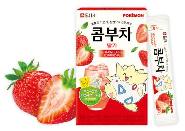 Kombucha Strawberry Flavor – 30 Tea Sticks Fermented Wellness Tea