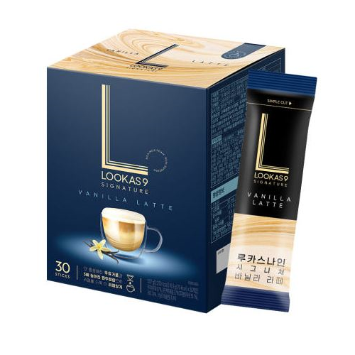 K-FOOD Lucas 9 Signature Vanilla Latte Instant Coffee Sticks 30pcs - Barista Style Cafe
