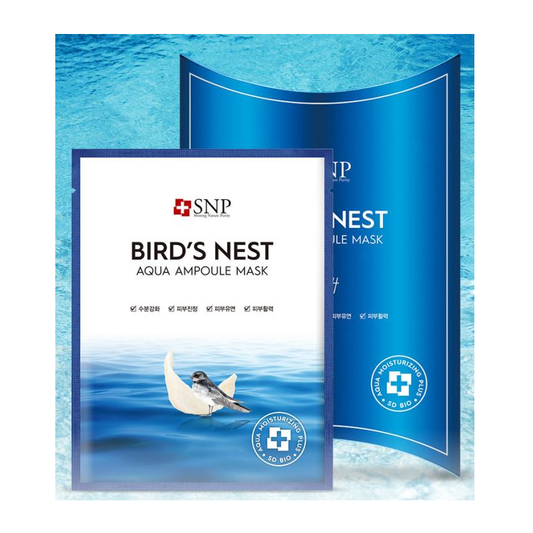 SNP Bird’s Nest Aqua Ampoule Mask (10 Sheets) – Intensive Hydrating & Soothing Mask for Tired, Sensitive Skin