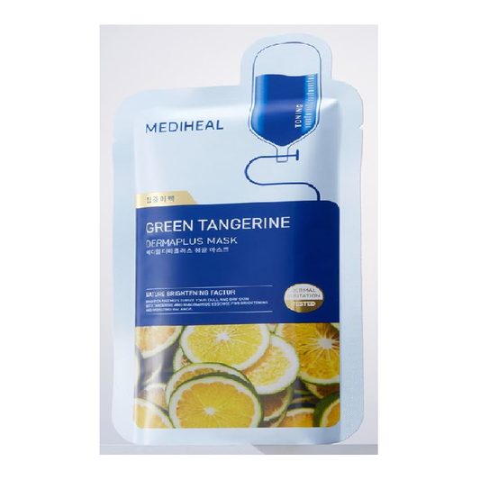MEDIHEAL Derma Plus Green Tangerine Mask (10 Sheets) Tone-Up & Pore Care Sheet Mask